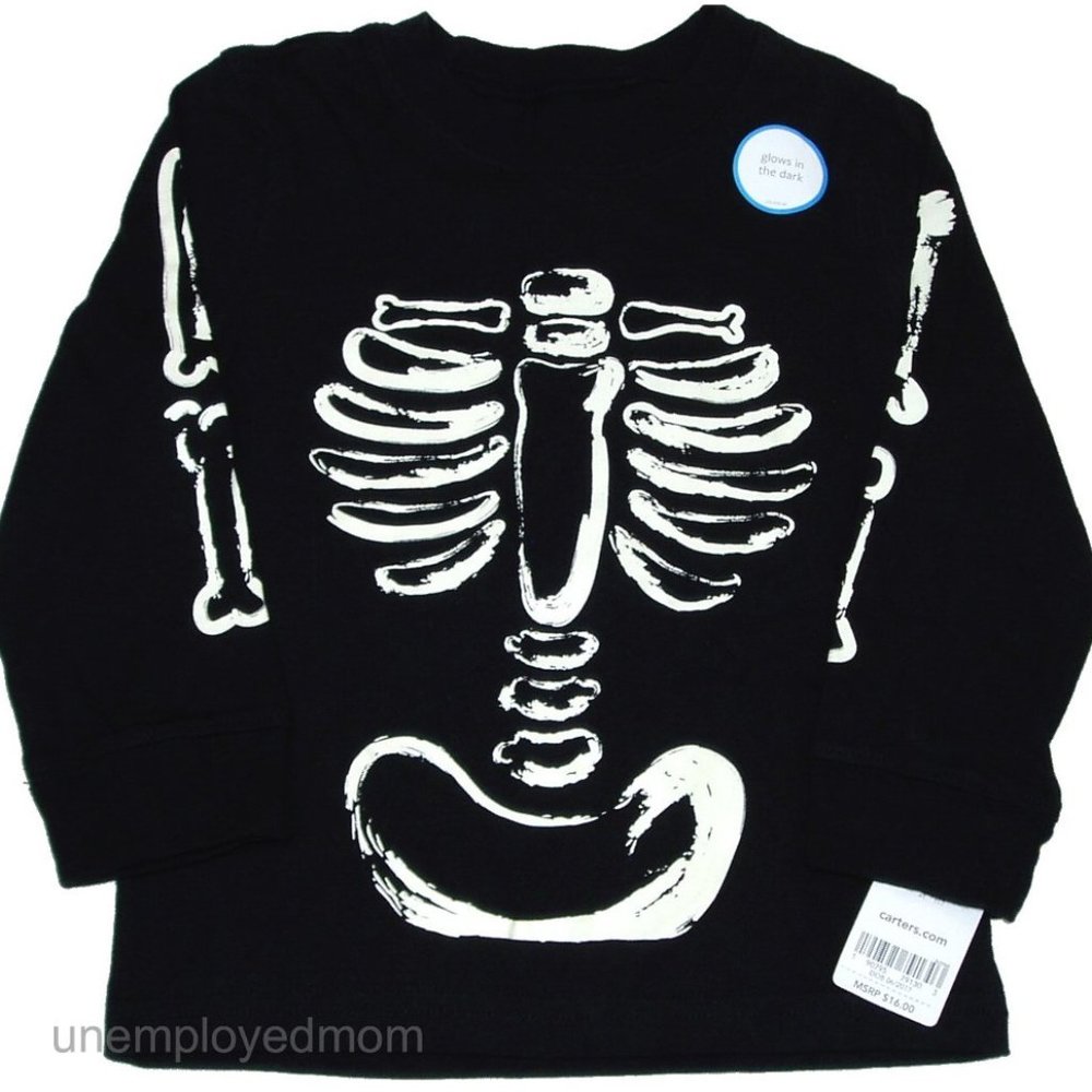 Skeleton Bones Boys Halloween Tee Top NWT